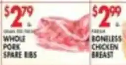Pioneer Supermarkets Whole Pork Spare Ribs offer