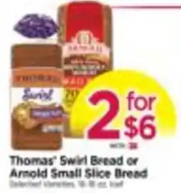 Tops Thomas' Swirl Bread or Arnold Small Slice Bread offer