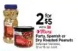 Tops 365 Everyday Value Party, Spanish or Dry Roasted Peanuts offer