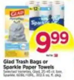 Tops Glad Trash Bags or Sparkle Paper Towels offer