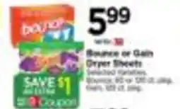 Tops Bounce or Gain Dryer Sheets offer