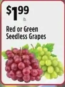 Pioneer Supermarkets Red or Green Seedless Grapes offer