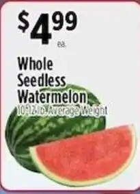 Pioneer Supermarkets Whole Seedless Watermelon offer