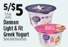 Pioneer Supermarkets Dannon Light & Fit Greek Yogurt offer