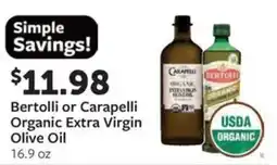 Fareway Bertolli or Carapelli Organic Extra Virgin Olive Oil offer
