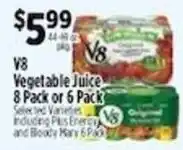 Pioneer Supermarkets V8 vegetable juice offer