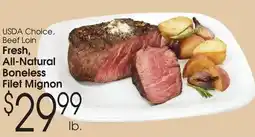 Family Fare Usda Choice Beef Loin Fresh All-Natural Boneless Filet Mignon offer
