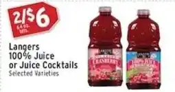 Associated Langers 100% Juice or Juice Cocktails offer