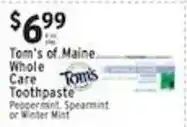 Associated Tom's of Maine Whole Care Toothpaste offer