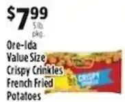 Pioneer Supermarkets Ore-Ida Value Size Crispy Crinkles French Fried Potatoes offer