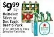 Associated Heineken Silver or Dos Equis Beer 6 Pack offer