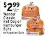 Associated Wonder Classic Hot Dog or Hamburger Buns or Hawaiian Buns offer