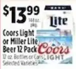 Pioneer Supermarkets Coors Light or Miller Lite Beer offer