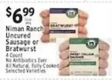 Associated Niman Ranch Uncured Sausage or Bratwurst offer