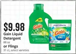 Fareway Gain Liquid Detergent or Flings offer