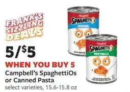 Fareway Campbell's SpaghettiOs or Canned Pasta offer