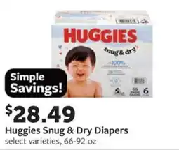 Fareway Huggies Snug & Dry Diapers offer