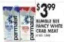 Pioneer Supermarkets Bumble Bee Fancy White Crab Meat offer