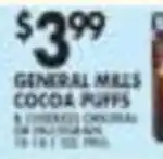 Pioneer Supermarkets General Mills Cocoa Puffs & Cheerios Original offer