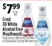 Pioneer Supermarkets Crest 3d white alcohol free mouthwash offer