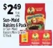 Pioneer Supermarkets Sun-Maid Raisins 6 Pack offer