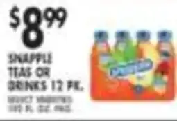 Pioneer Supermarkets Snapple teas or drinks offer