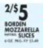 Pioneer Supermarkets Borden mozzarella slices offer