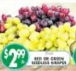 Pioneer Supermarkets Red or Green Seedless Grapes offer