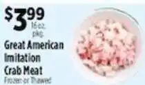 Pioneer Supermarkets Great American Imitation Crab Meat offer