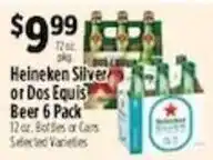 Pioneer Supermarkets Heineken Silver or Dos Equis Beer 6 Pack offer