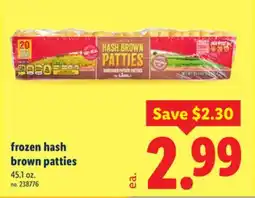Lidl frozen hash brown patties offer