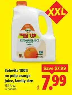 Lidl Solevita 100% no pulp orange juice, family size offer