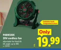 Lidl PARKSIDE 20V cordless fan offer