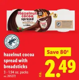 Lidl hazelnut cocoa spread with breadsticks offer