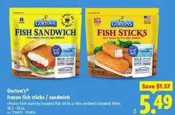 Lidl Gorton's frozen fish sticks / sandwich offer