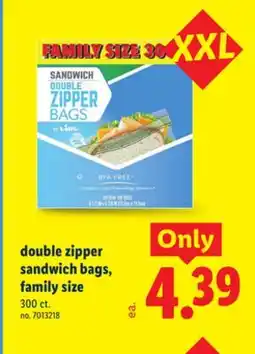 Lidl double zipper sandwich bags, family size offer