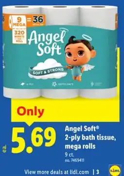 Lidl Angel Soft 2-ply bath tissue, mega rolls offer