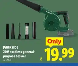 Lidl PARKSIDE 20V cordless general- purpose blower offer