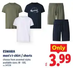 Lidl ESMARA men's t-shirt / shorts offer