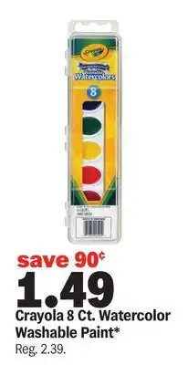 Meijer Crayola 8 Ct. Watercolor Washable Paint offer