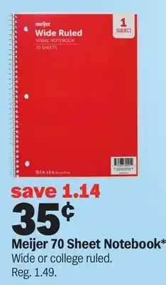 Meijer Meijer 70 Sheet Notebook offer