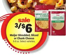 Meijer Meijer Shredded, Sliced or Chunk Cheese offer