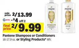 Meijer Pantene Shampoos or Conditioners 16-17.9 oz. or Styling Products offer
