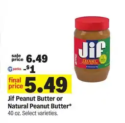 Meijer Jif Peanut Butter or Natural Peanut Butter offer