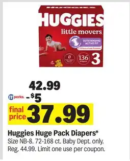 Meijer Huggies Huge Pack Diapers offer