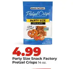 Hy-Vee Party Size Snack Factory Pretzel Crisps offer