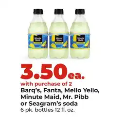 Hy-Vee Barq's, Fanta, Mello Yello, Minute Maid, Mr. Pibb or Seagram's soda offer