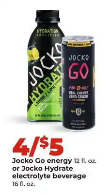 Hy-Vee Jocko Go energy 12 fl. oz. or Jocko Hydrate electrolyte beverage 16 fl. oz offer