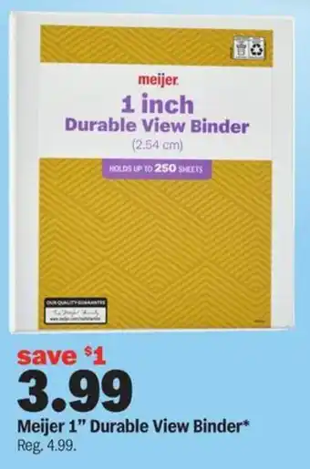 Meijer Meijer 1" Durable View Binder offer