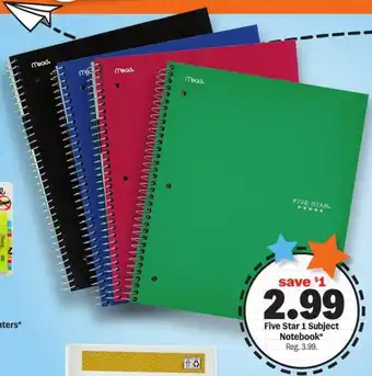 Meijer Five Star 1 Subject Notebook offer